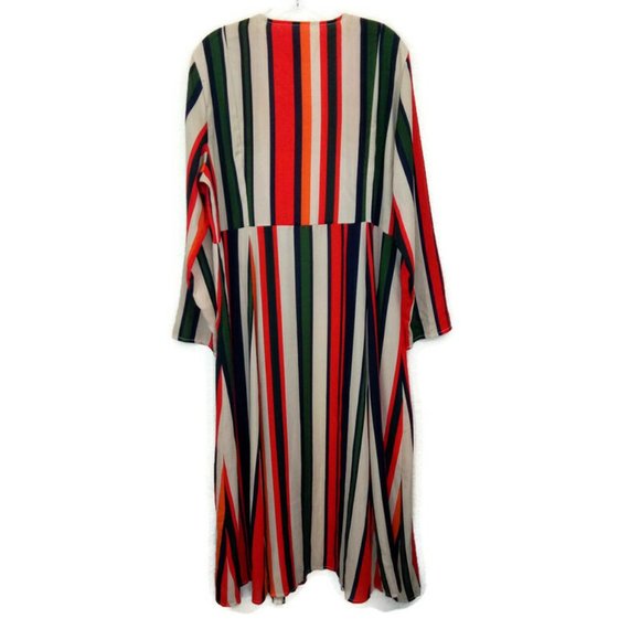 Bohemian Striped Multicolor Open Front Kimono L - Picture 2 of 11